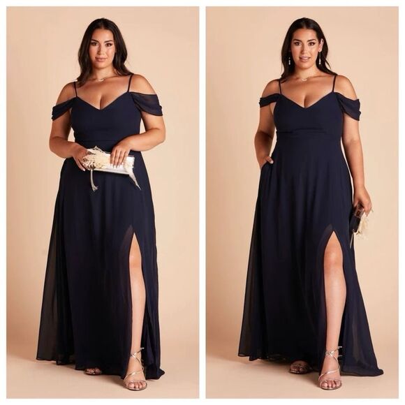 Birdy Grey Dresses & Skirts - NEW Birdy Grey Devin Convertible Maxi Bridesmaid Dress with slit Navy Chiffon XL